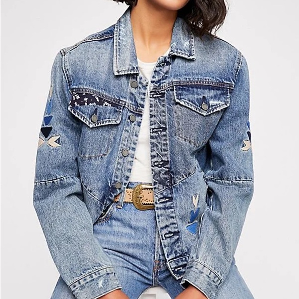 BlankNYC x Free People Pub Crawl Jacket S Western Embroidered Patchwork